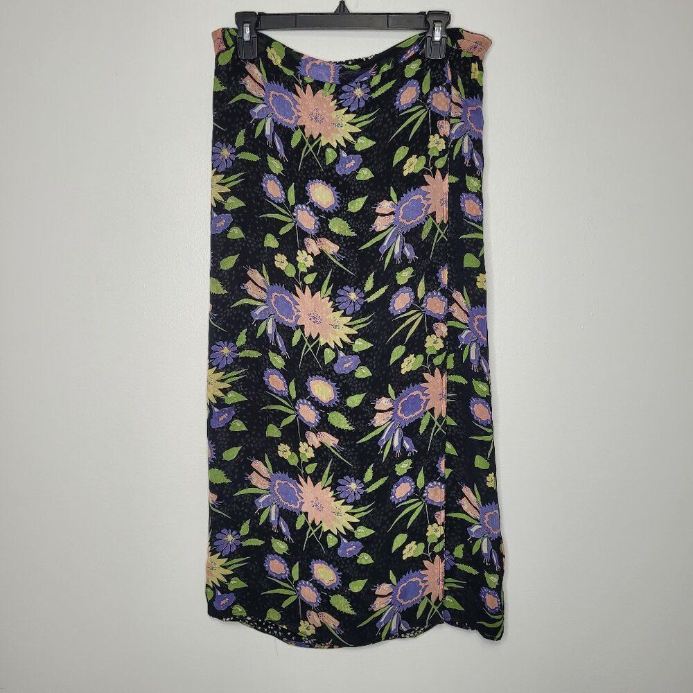 Vintage Sarah Arizona reversable floral maxi semi sheer skirt size medium